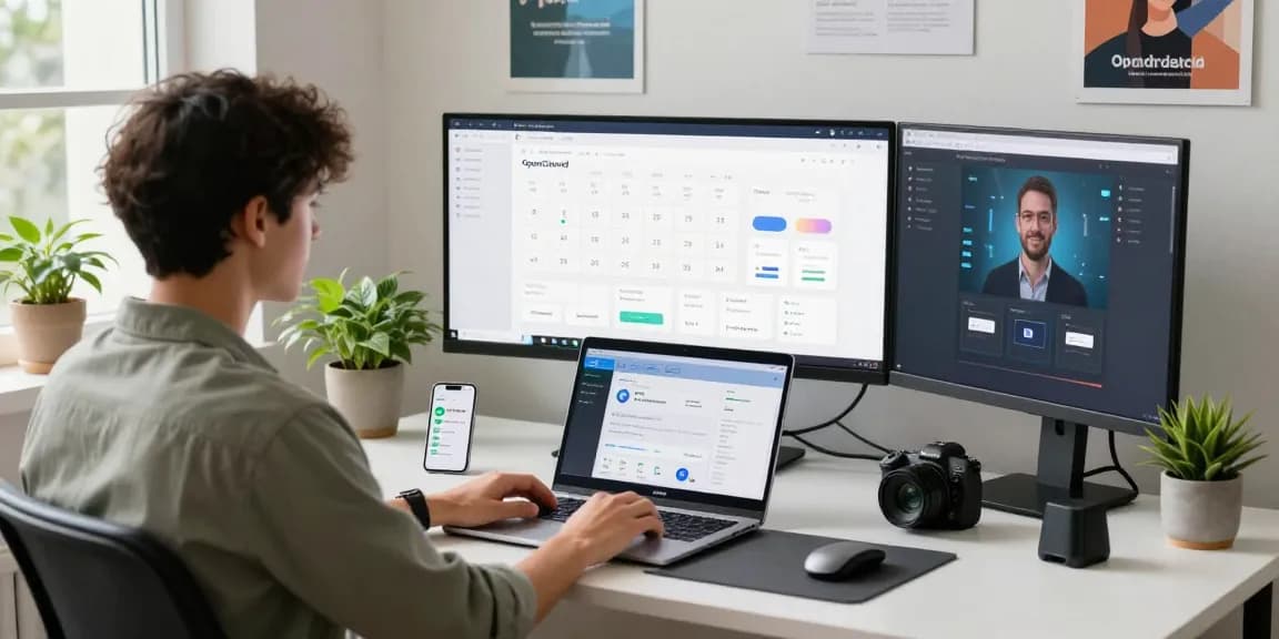 OpenClaw AI setup showcasing clawbot integration for task management in a vibrant tech workspace.