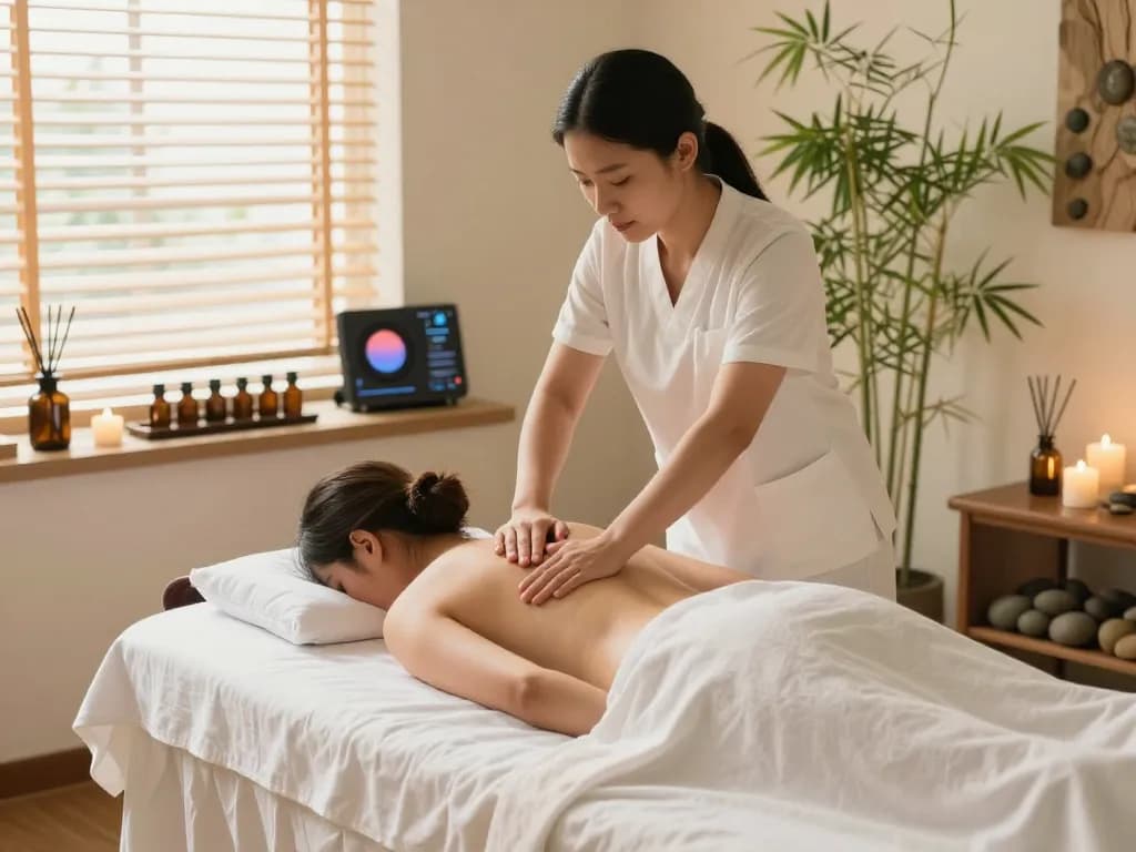 Relaxation scene featuring 역삼동마사지 therapy with soothing ambiance and professional therapist.