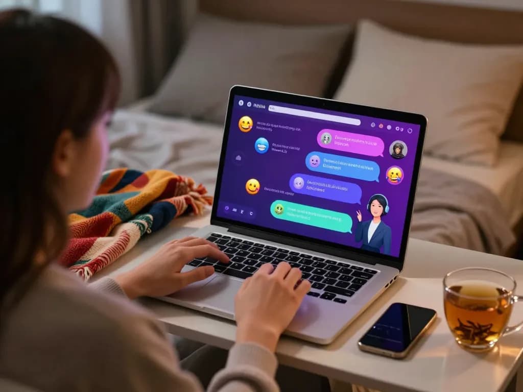 Engaging sex chat AI experience in a cozy virtual environment featuring personalized interactions.
