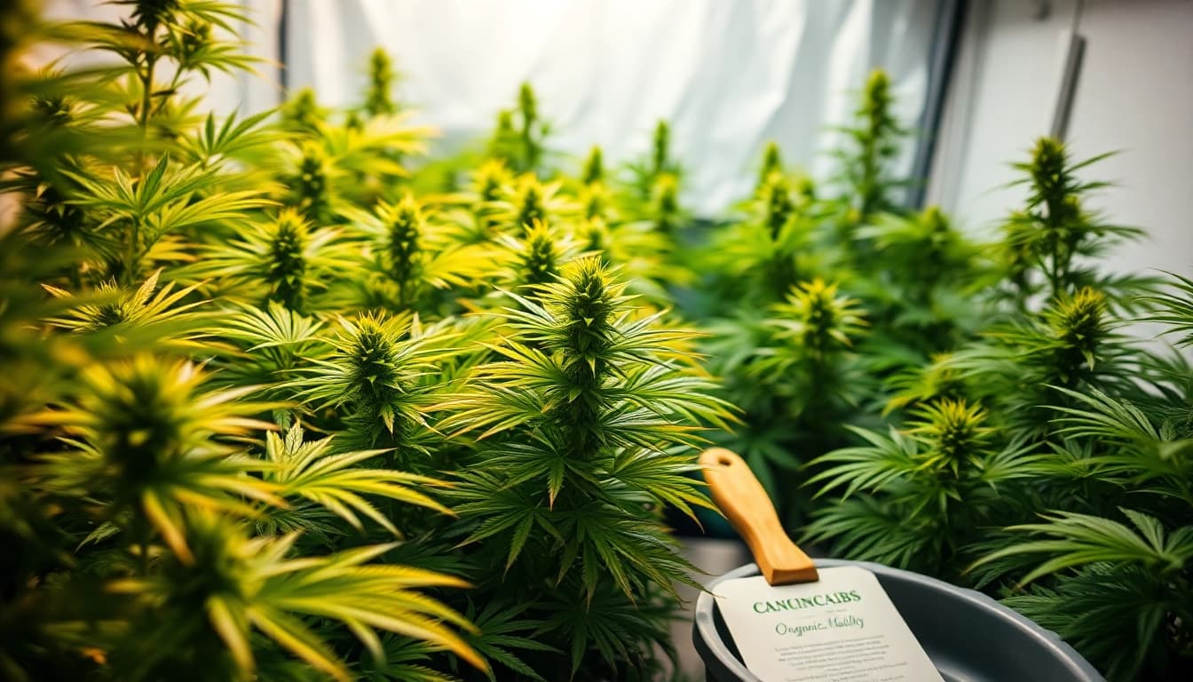 Erlebe die Blütenbande mit üppigem Cannabis und einem organisierten Anbauumfeld.