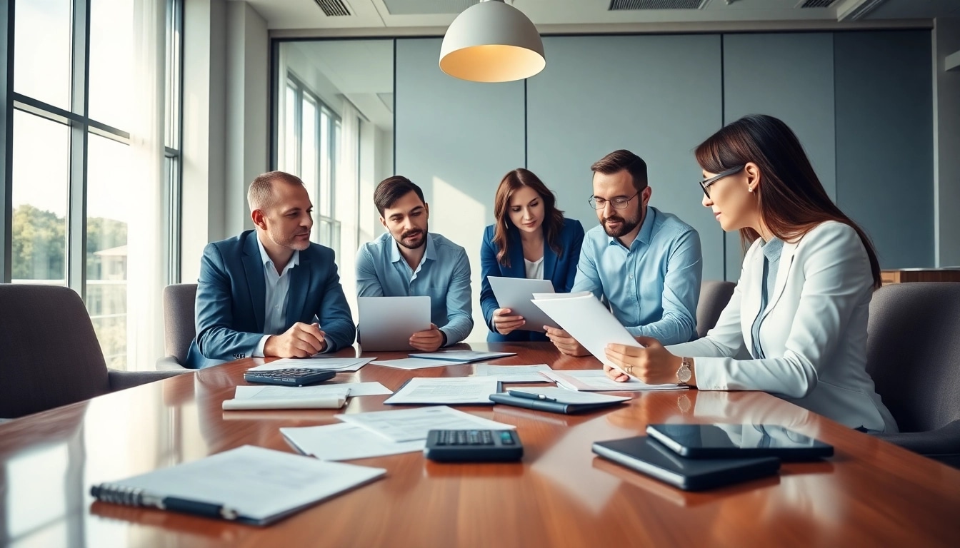Tax consultants in Kenya assisting clients with financial documents and advice in a professional setting.