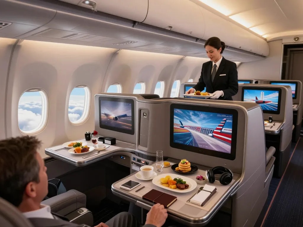 Interior of the American Airlines 789P showcasing its luxury seating and amenities