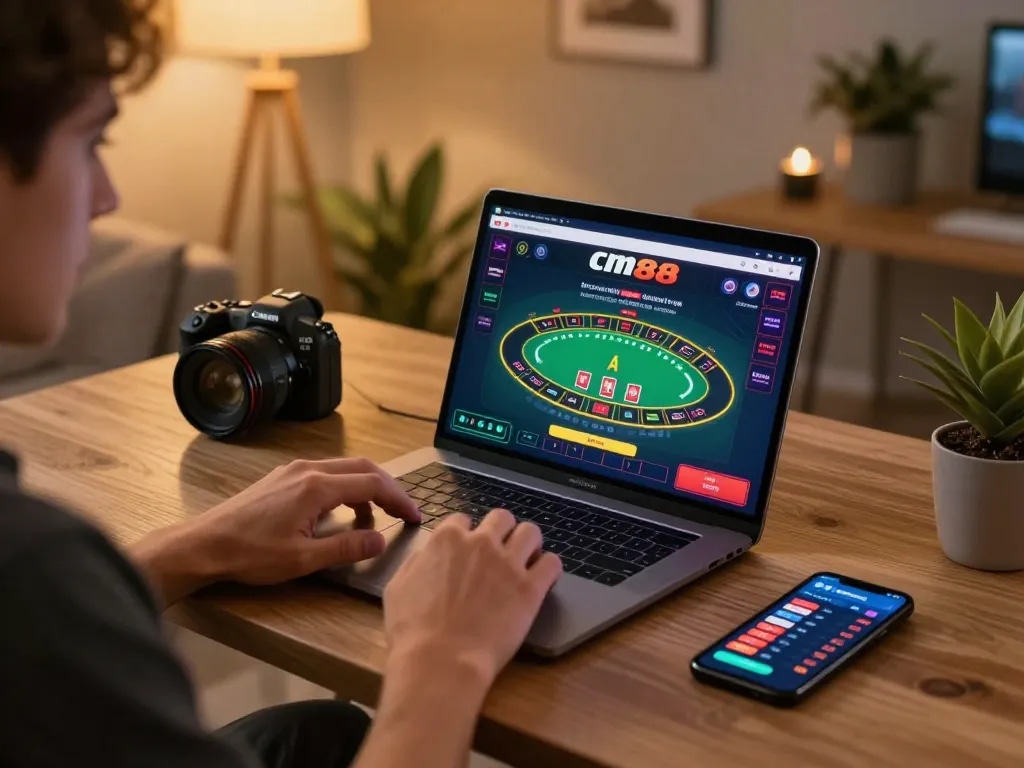 Engaging with cm88 casino app for strategic blackjack gameplay in modern home office