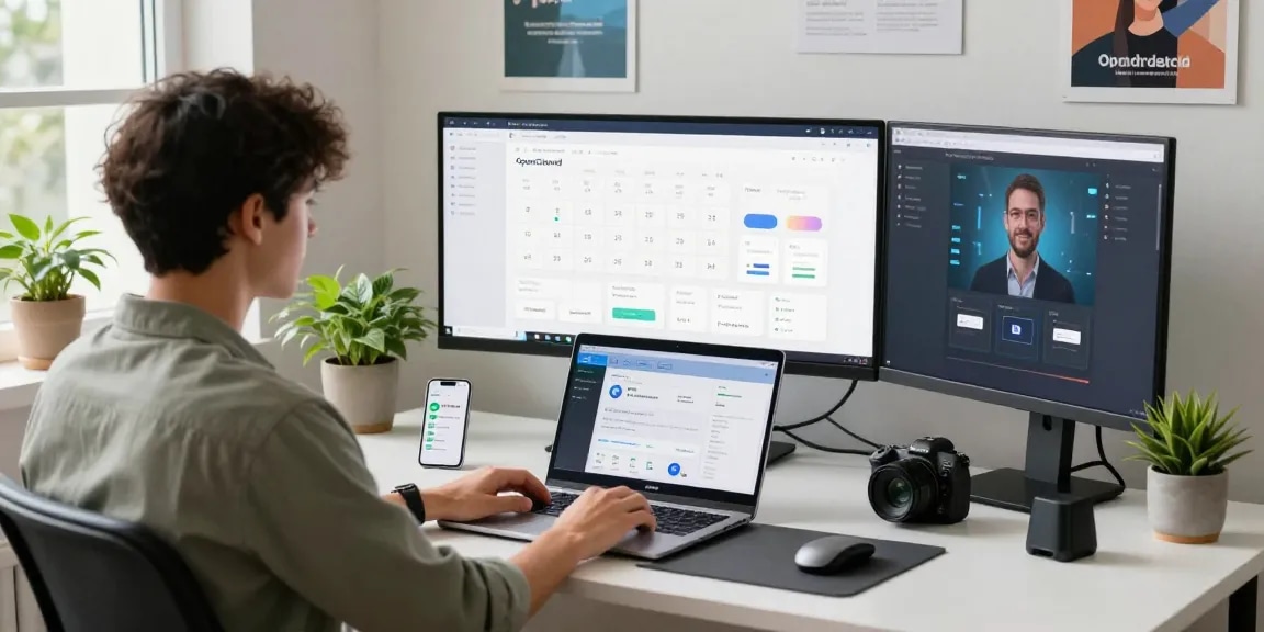 OpenClaw AI setup showcasing clawbot integration for task management in a vibrant tech workspace.