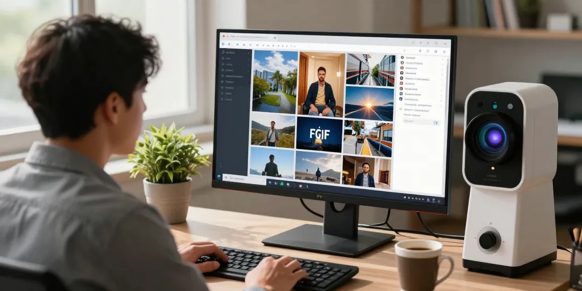 The free AI detector tool in a modern workspace, analyzing images on a high-resolution monitor.