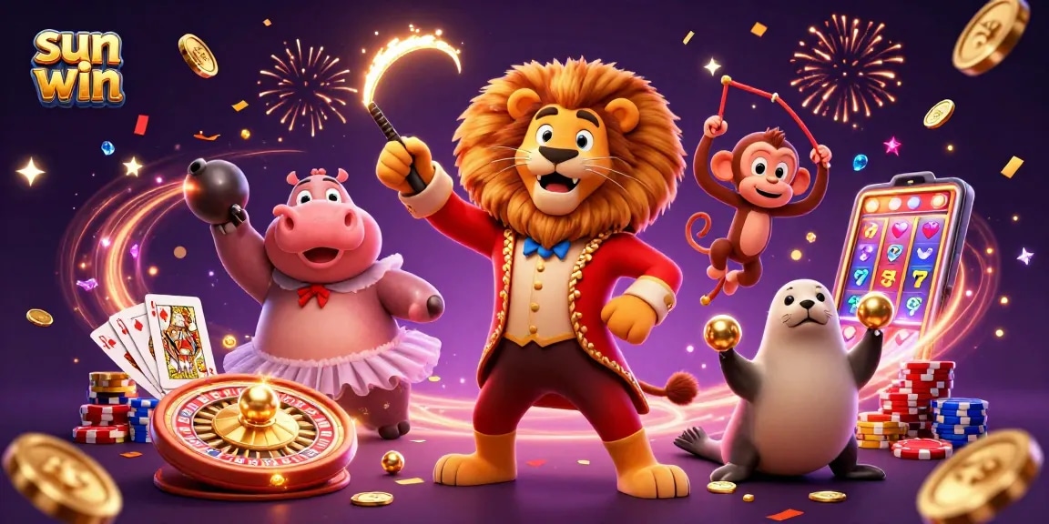 Activate your wins with sun win, showcasing a vibrant 3D casino scene packed with colorful game elements.