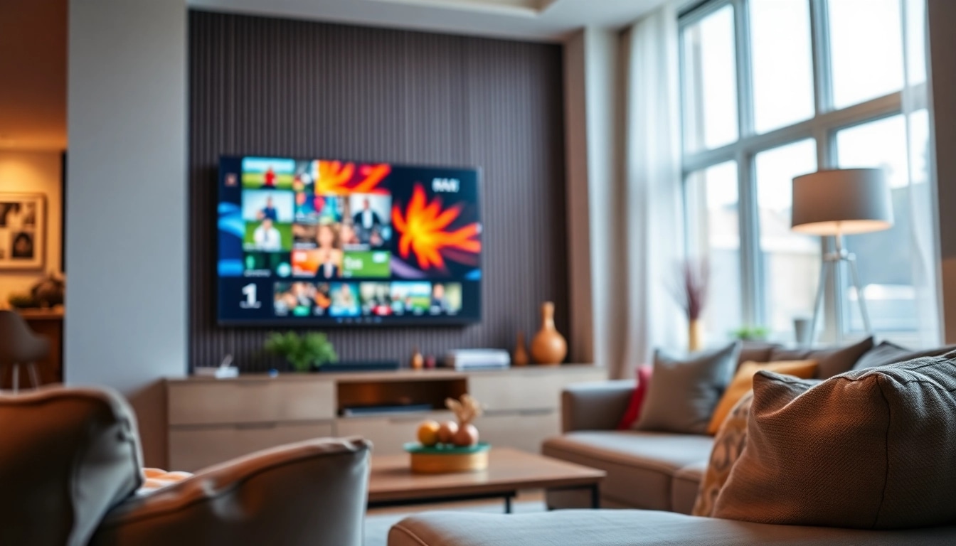 Stream smarter iptv content in a modern living room with vibrant visuals and cozy decor.