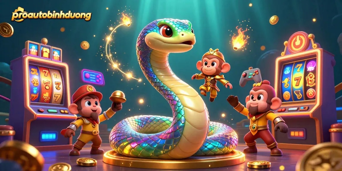 Join the fun at proautobinhduong with vibrant slot machines and a magical gaming scene.