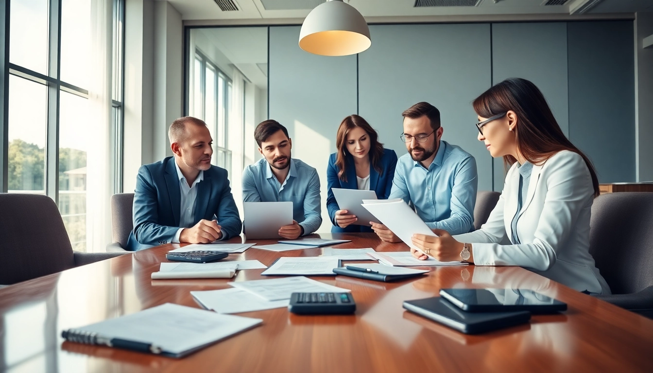 Tax consultants in Kenya assisting clients with financial documents and advice in a professional setting.