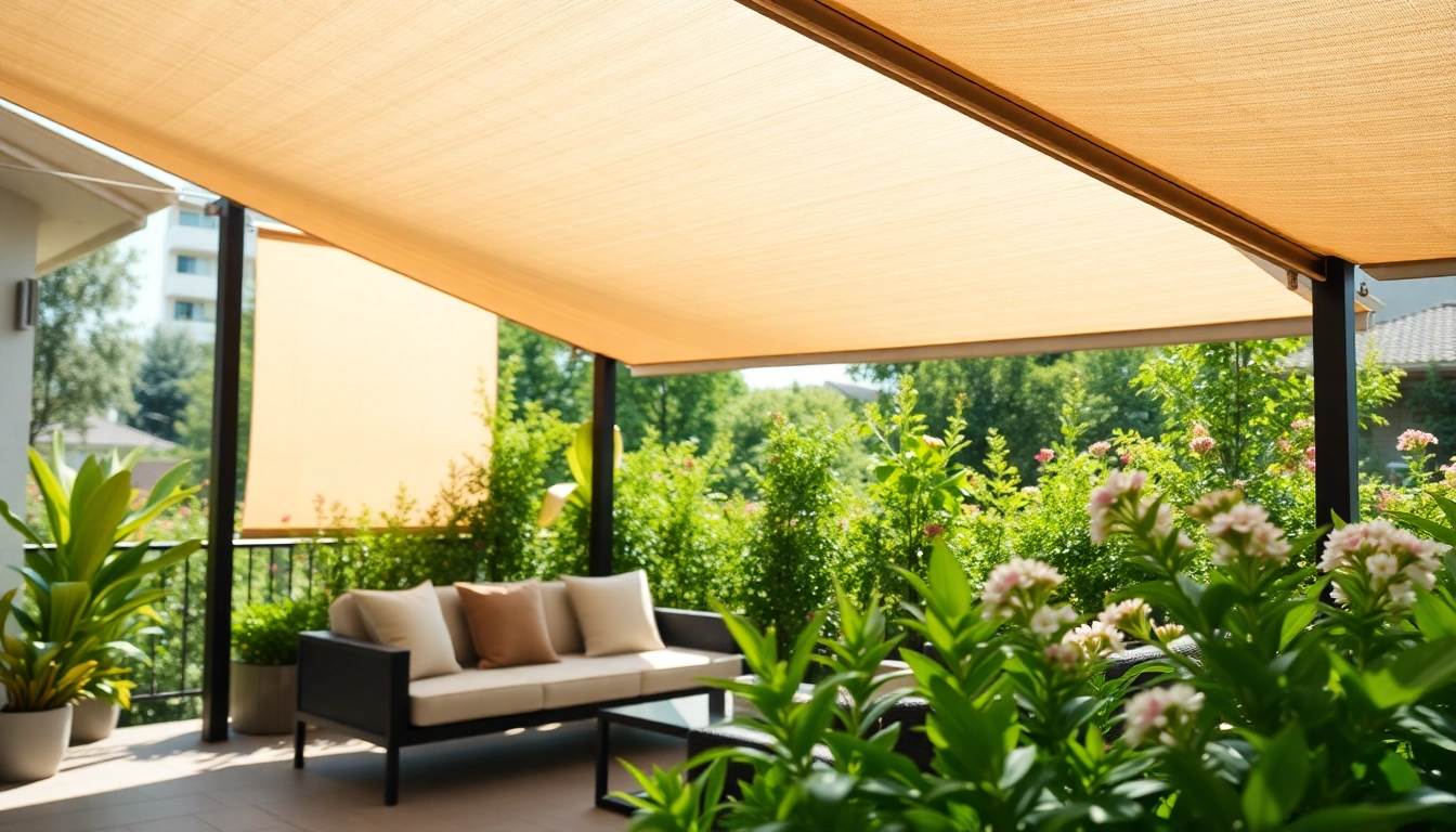 Stylish Outdoor Shades enhancing patio comfort with sun filtering beautifully.