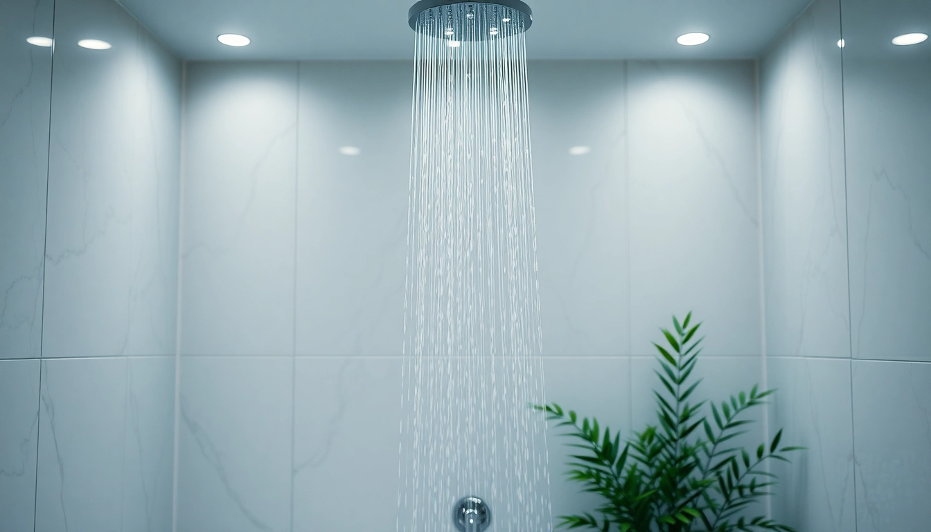 Transform your bathroom with elegant showers Australia, featuring a luxurious rainfall showerhead surrounded by marble tiles.