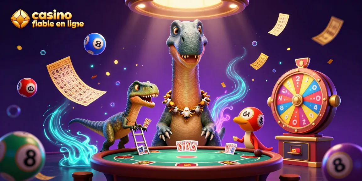 Jouez avec le brontosaurus et le raptor au casino fiable en ligne, entourés de prix et de jeux dynamiques.