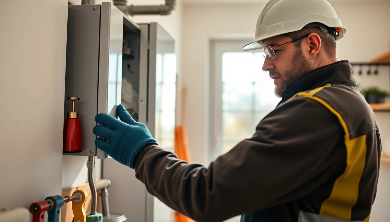 Gas engineer bristol inspecting a residential boiler in a well-lit home.
