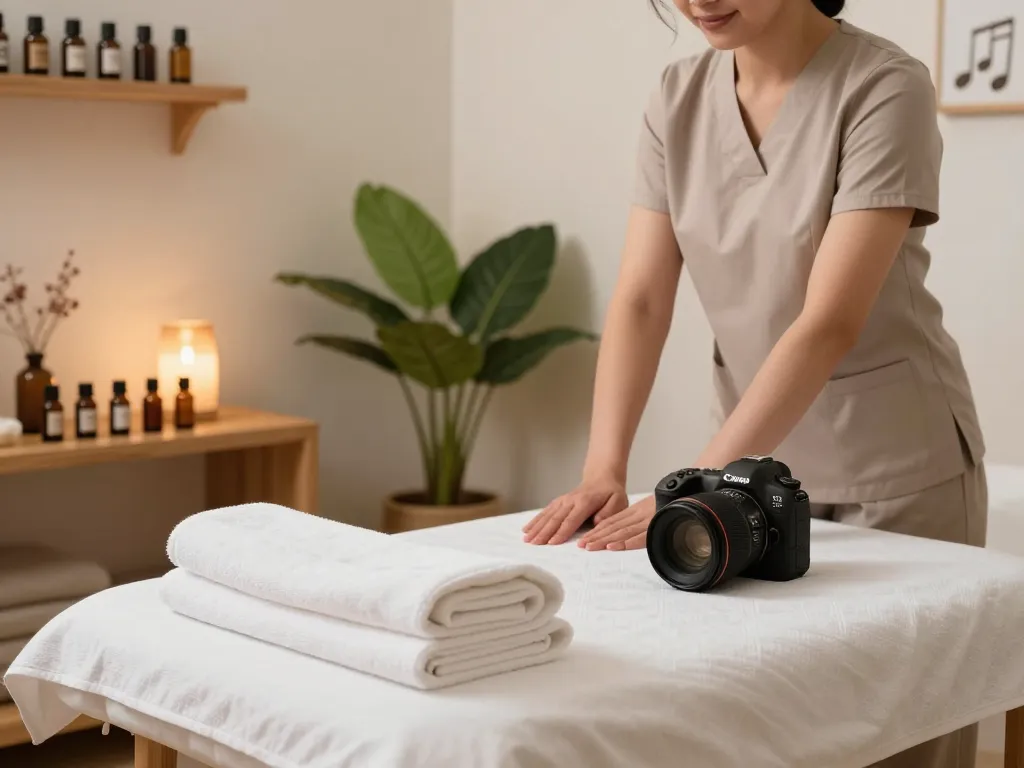 Relaxing 부전동마사지 therapy room with calming decor and essential oils.
