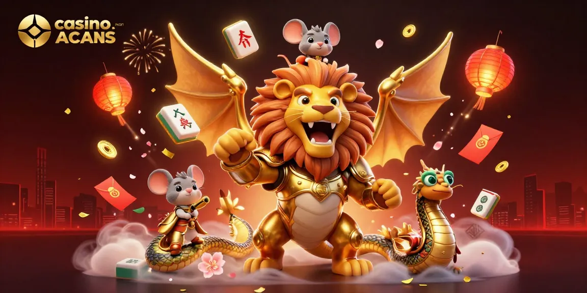 Divertiti con i casino sicuri non AAMS che mostrano una vibrante creatura chimera e elementi festivi.