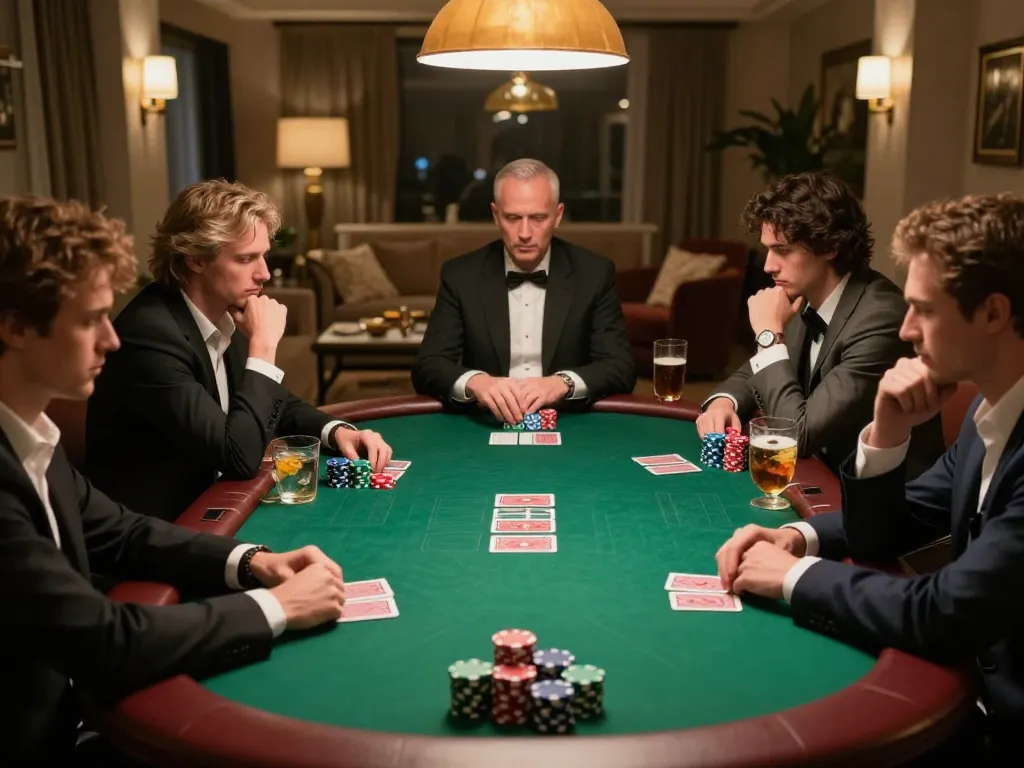 Players strategizing at a poker table during an engaging slot gacor 777 game night.