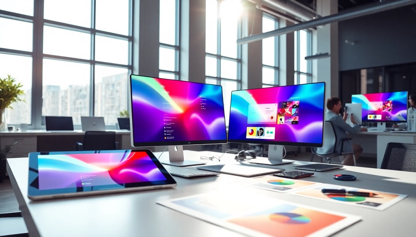 Webdesign Braunschweig: Kreativer Webdesigner präsentiert digitale Benutzeroberfläche in modernem Büro.