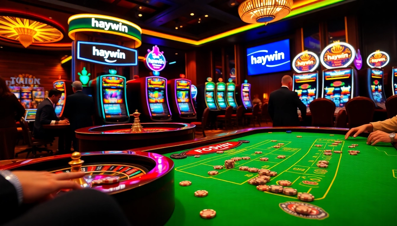 Experience the excitement of casino gaming at Haywin with vibrant games and players enjoying their time.