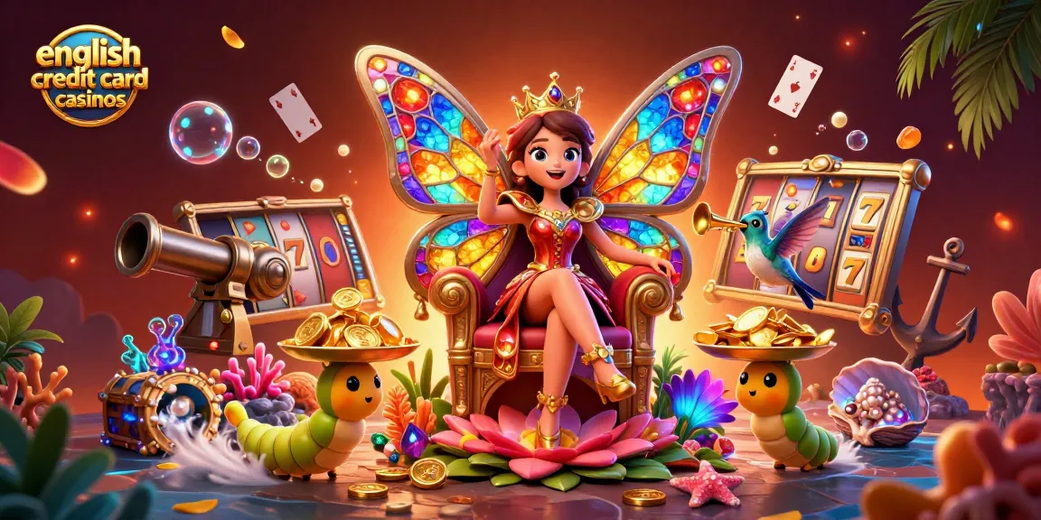 Experience the allure of english credit card casinos with a vibrant 3D illustration featuring rich casino elements.