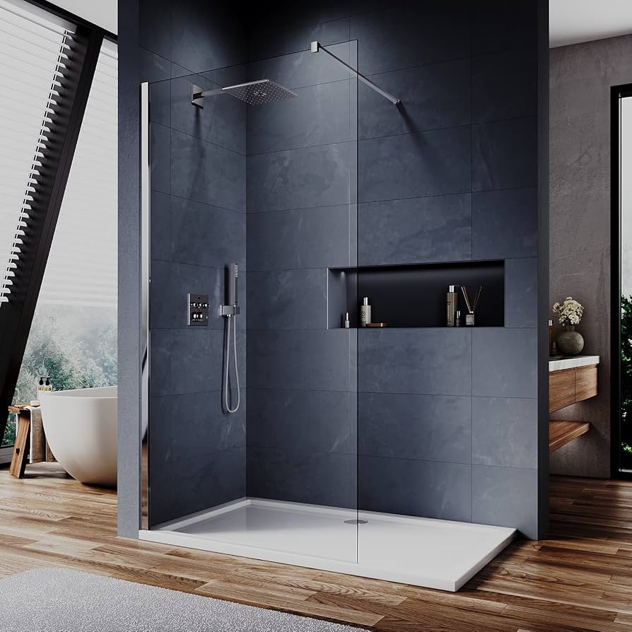 Industrial Bathroom Style Using a Black Frame Shower Screen