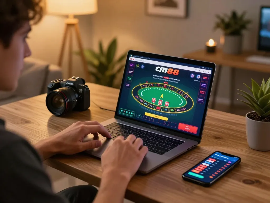 Engaging with cm88 casino app for strategic blackjack gameplay in modern home office