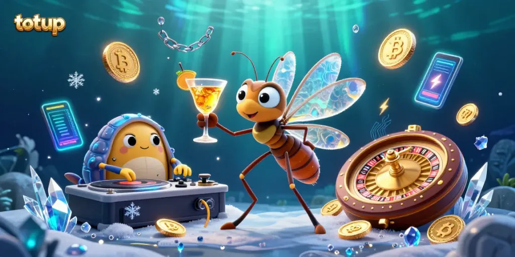 Engage with the totoup gaming experience as you spin the golden roulette wheel in a vibrant casino scene.