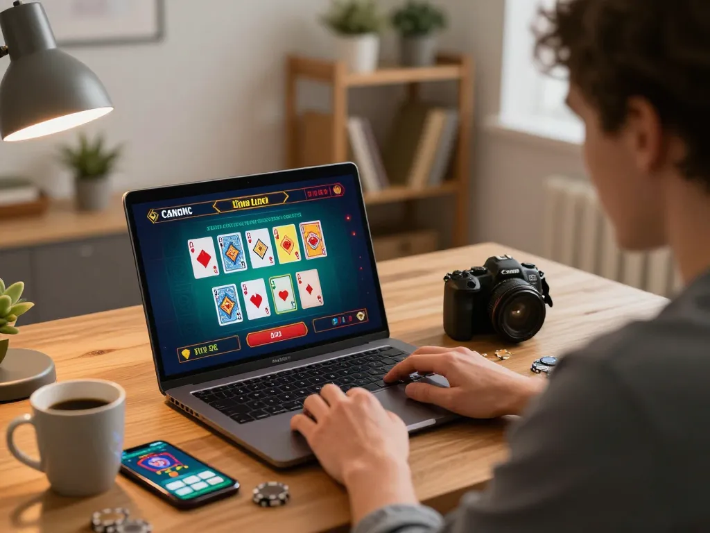 Engaging in live dealer games at home with lc88, person playing online casino game