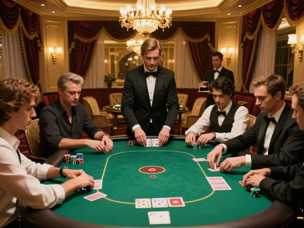 Engaged players at Hà Nội Vip NET88 poker table strategizing their next move in a luxurious setting.