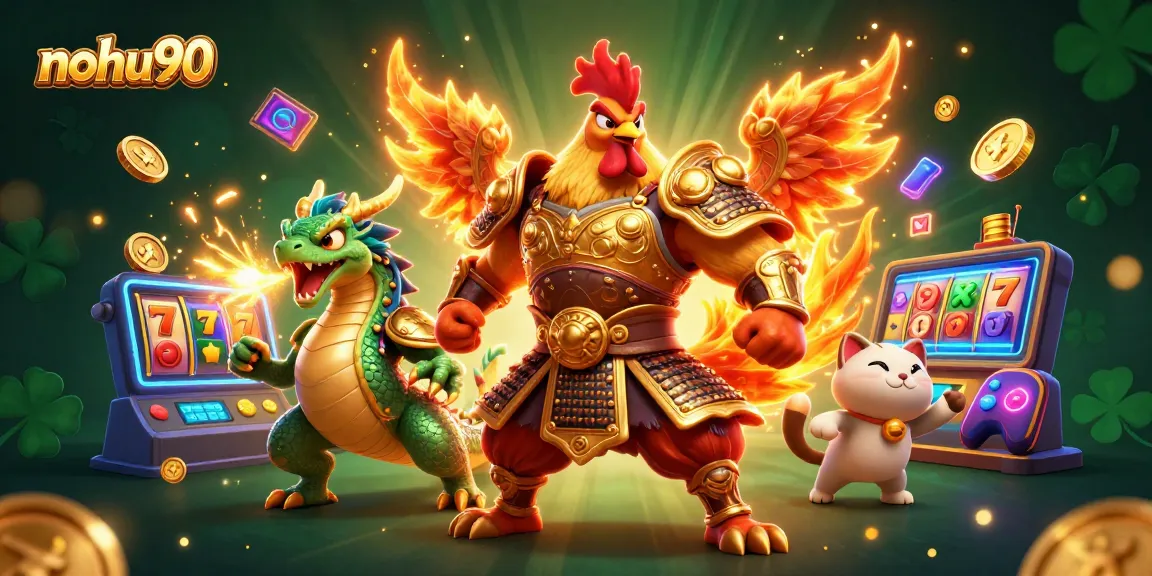 Nohu90 players spin vibrant slot machines for exciting jackpots and rewards in a dynamic gaming scene.