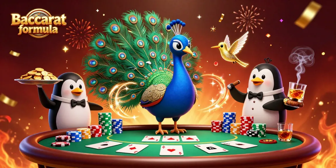 Experience the Baccarat formula in a vibrant casino scene with characters and rich game elements.