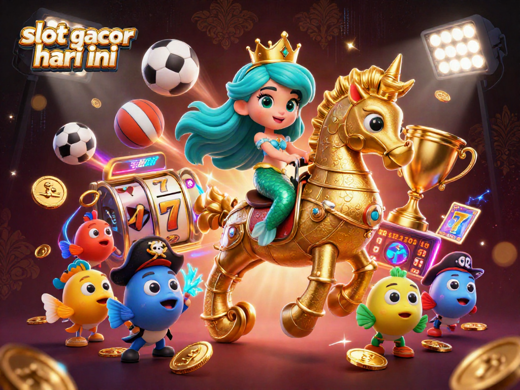 Engage with slot gacor hari ini in this vibrant 3D mermaid-themed casino scene filled with action.