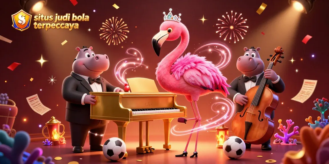 Sparking excitement, experience situs judi bola terpercaya with dynamic sports betting elements featuring lively cartoon characters.