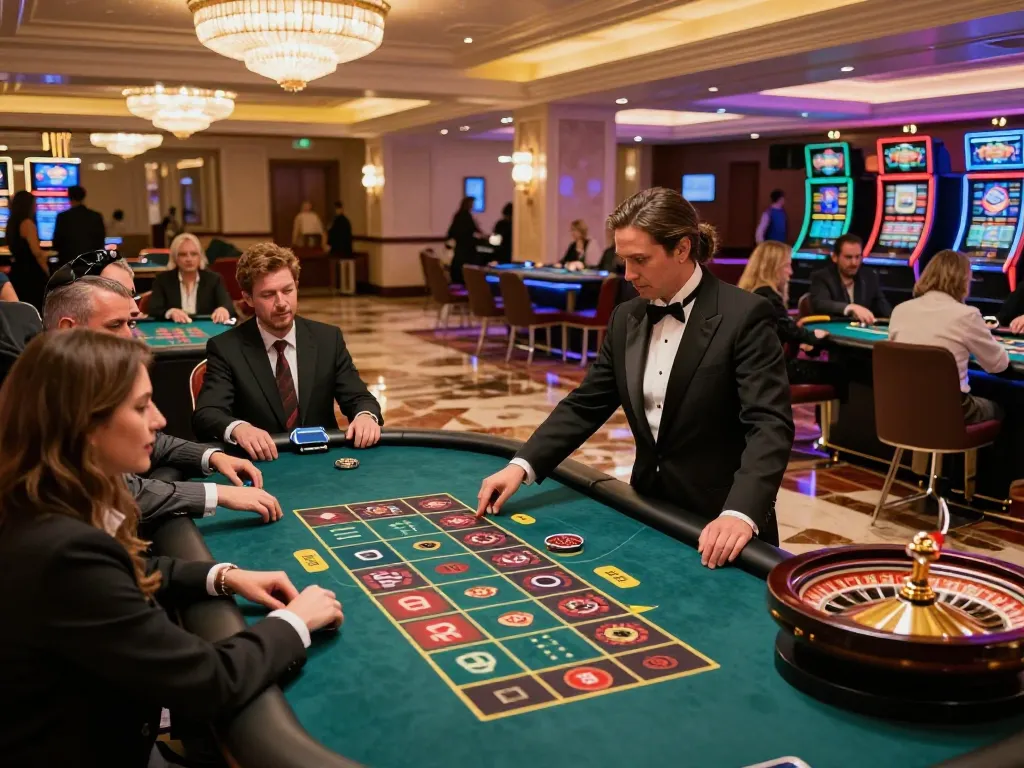 Rasakan sensasi meja roulette di kasino situs resmi dengan pemain yang terlibat dalam taruhan berisiko tinggi.