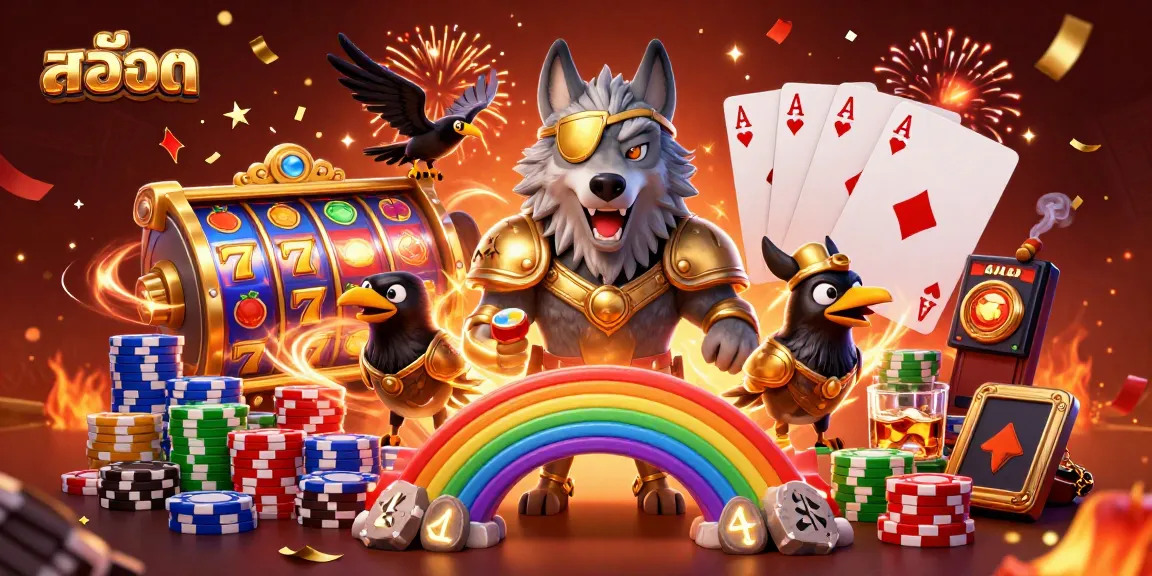 Win big with สล็อต featuring stunning Norse mythology characters amidst vibrant casino elements.