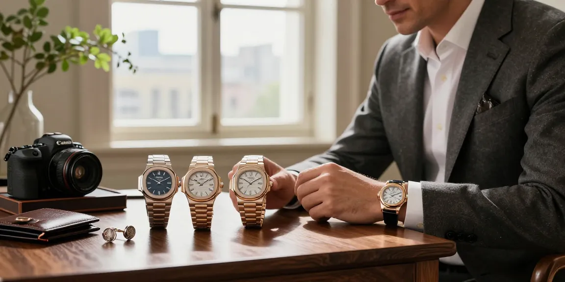 Exquisite replica watch collection featuring luxury styles on a refined table setting.