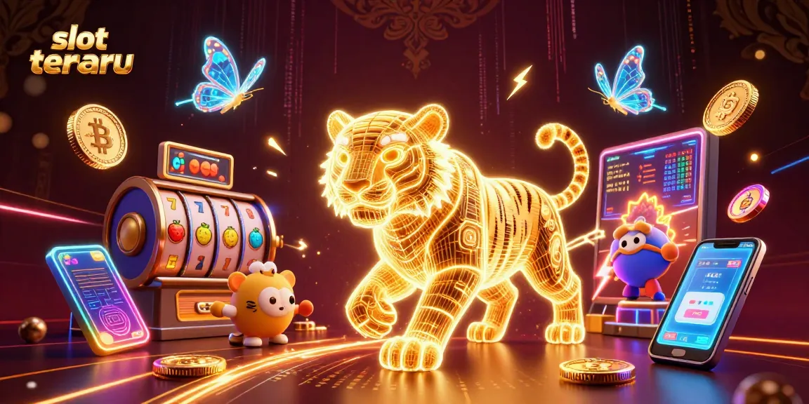 Experience slot terbaru excitement with a golden tiger and slot elements in a vibrant casino