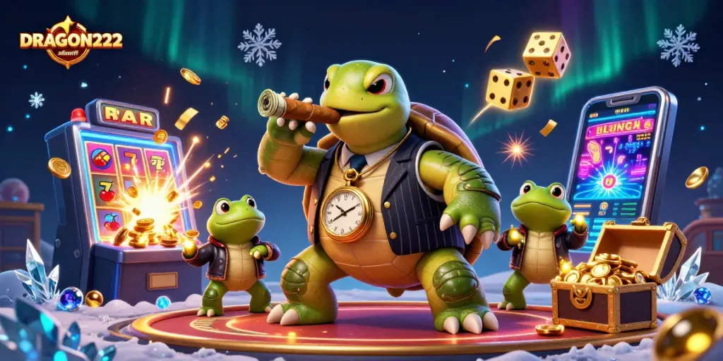 Experience the thrill of DRAGON222 alternatif with colorful game elements in a vibrant casino scene.