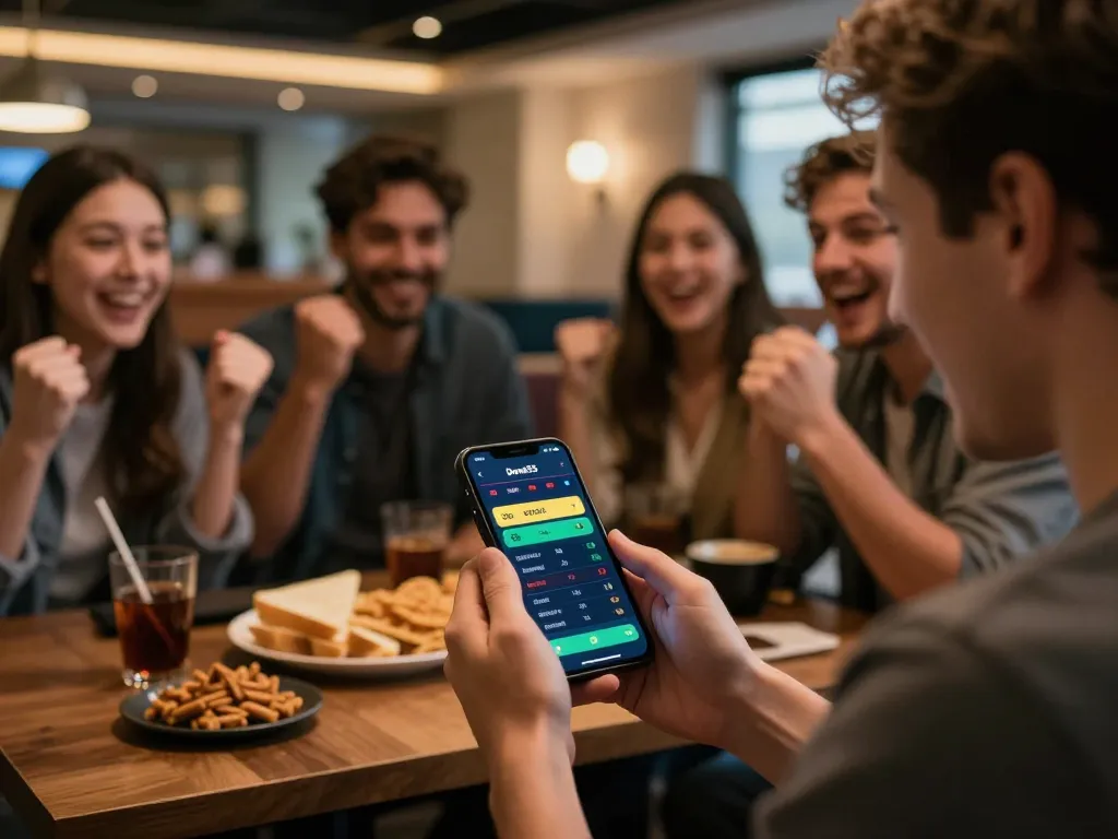 Engaging users with the done55 betting app for live sports wagering in a lively setting.