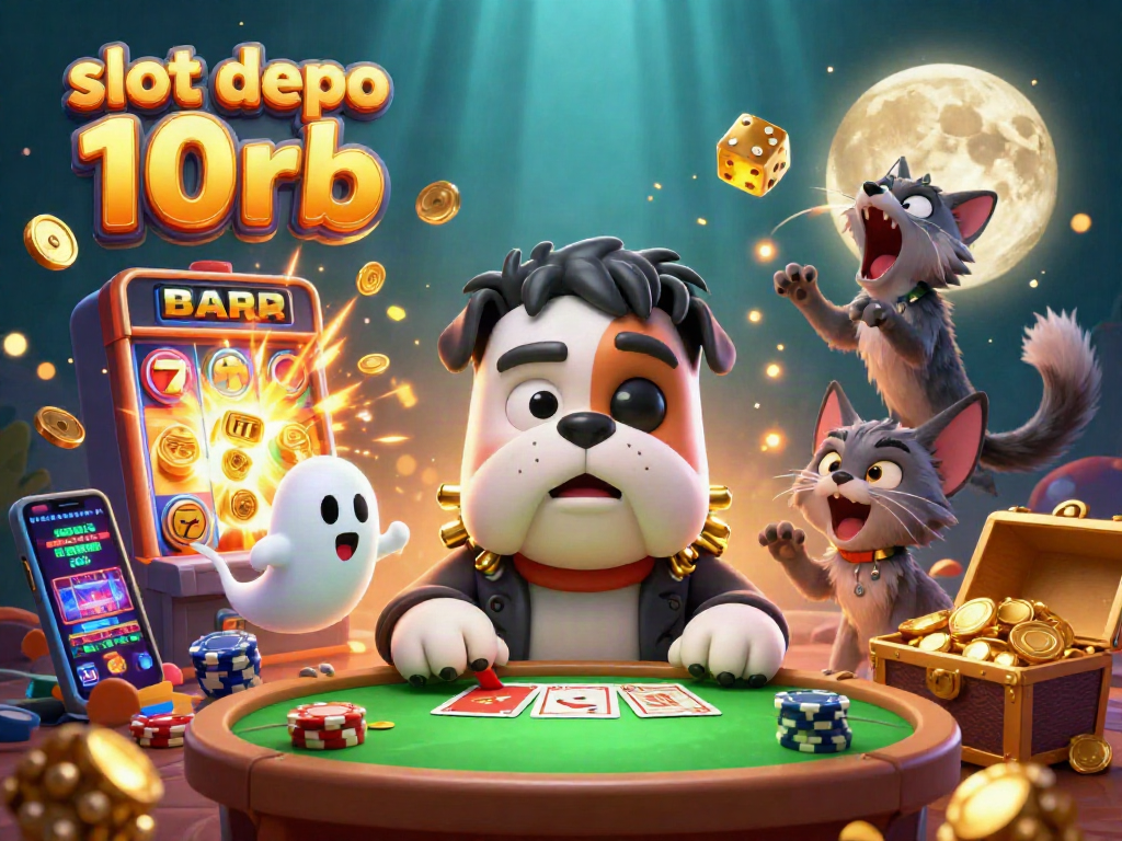 Engage with the thrilling slot depo 10rb adventure in this vibrant casino scene, bursting with action.