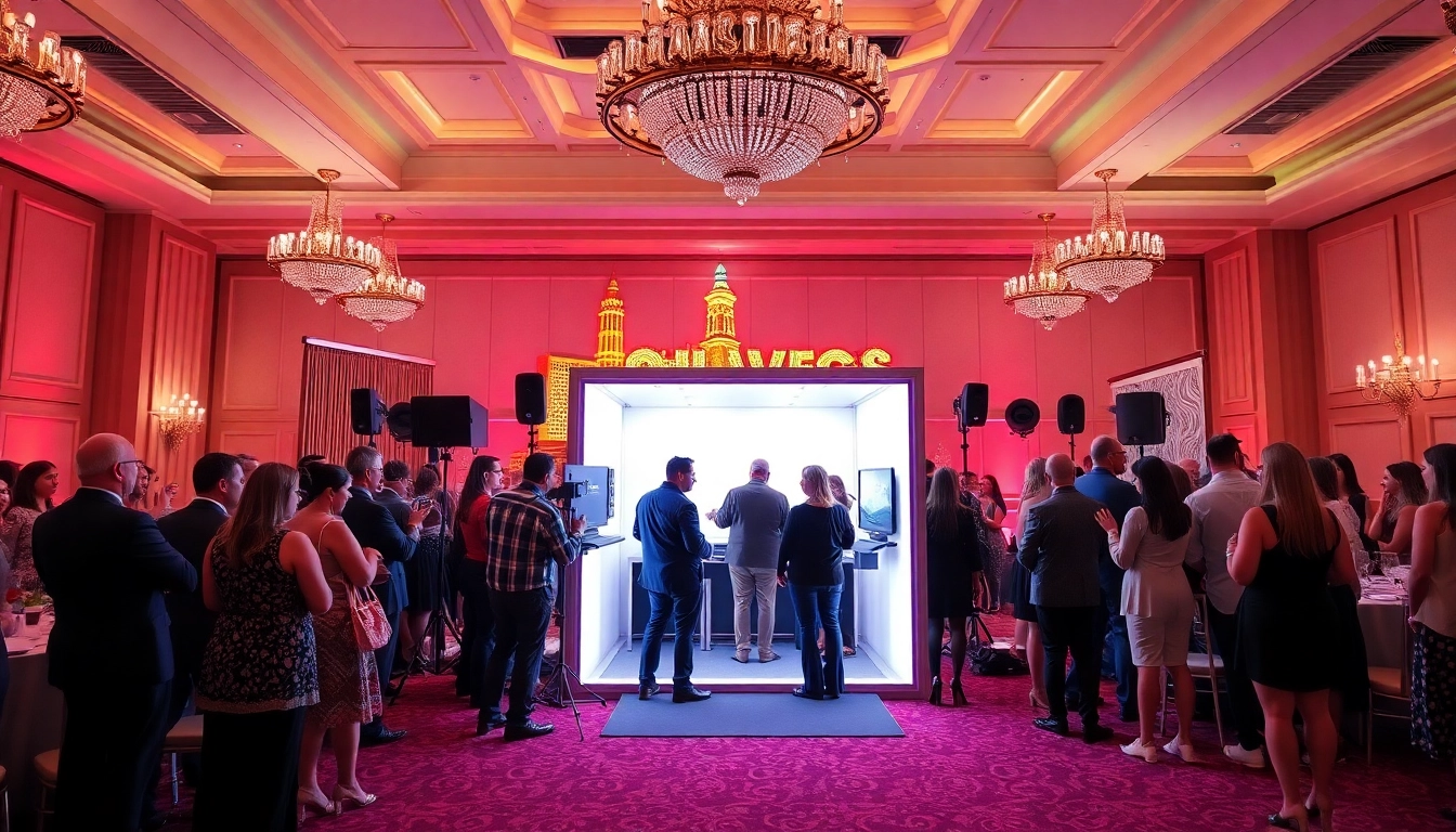 Engage in fun Photo Booth Rentals Las Vegas offering vibrant props and a scenic backdrop.