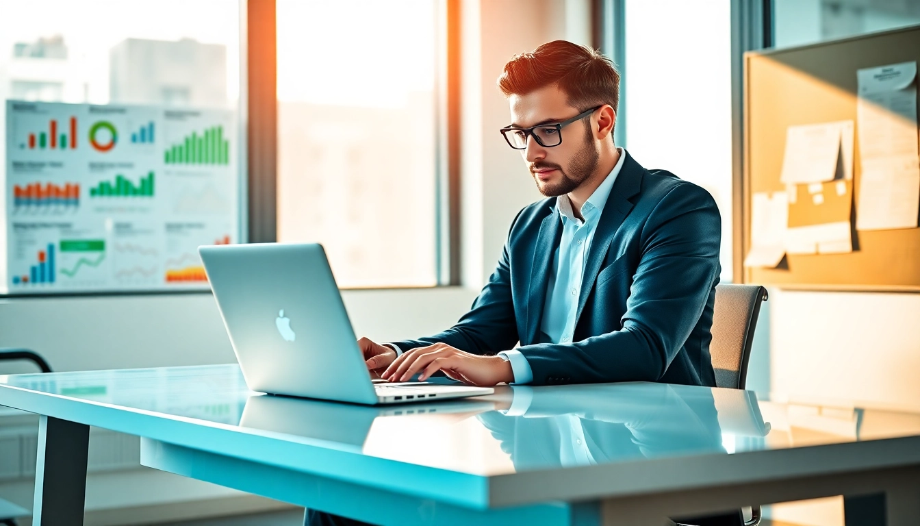 Enhance online marketing edmonton strategies by a focused digital marketer in a modern office.