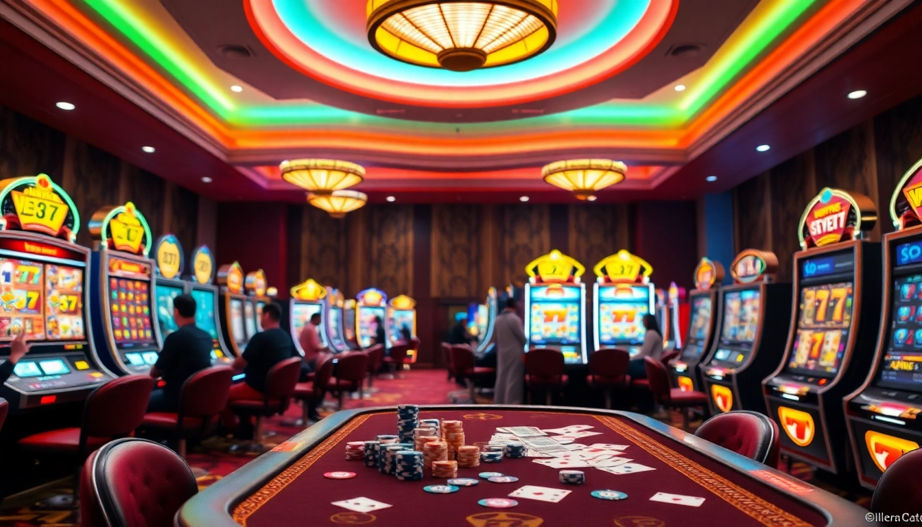 Experience the thrill of the seven77 slot with vibrant casino visuals capturing energy and excitement.