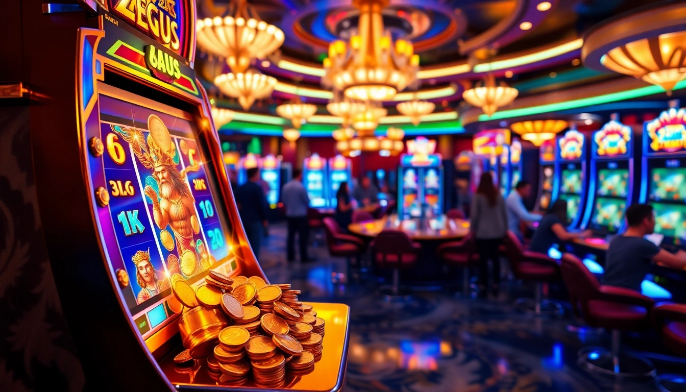 Experience the thrill of the zeus slot machine as players enjoy exciting spins and jackpots in a vibrant casino.