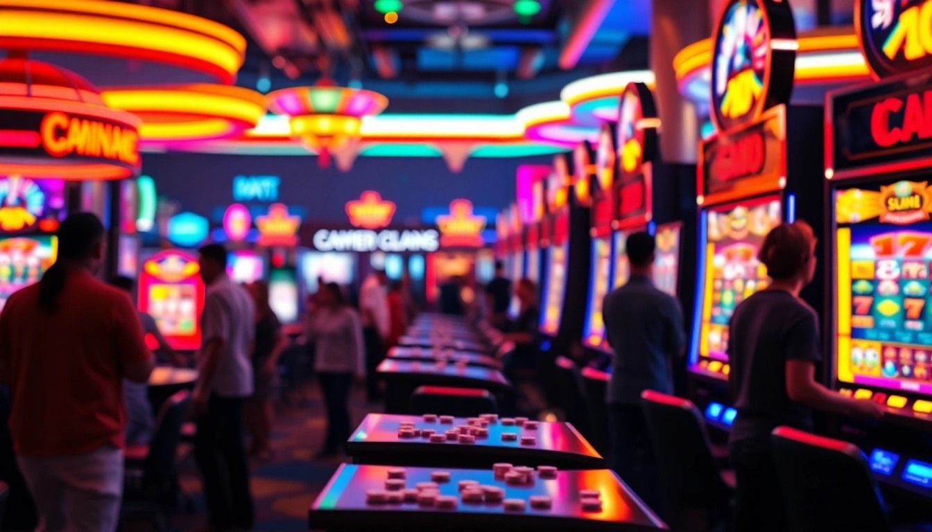 Menang di slot gacor dengan slot mesin bercahaya di kasino yang ramai.
