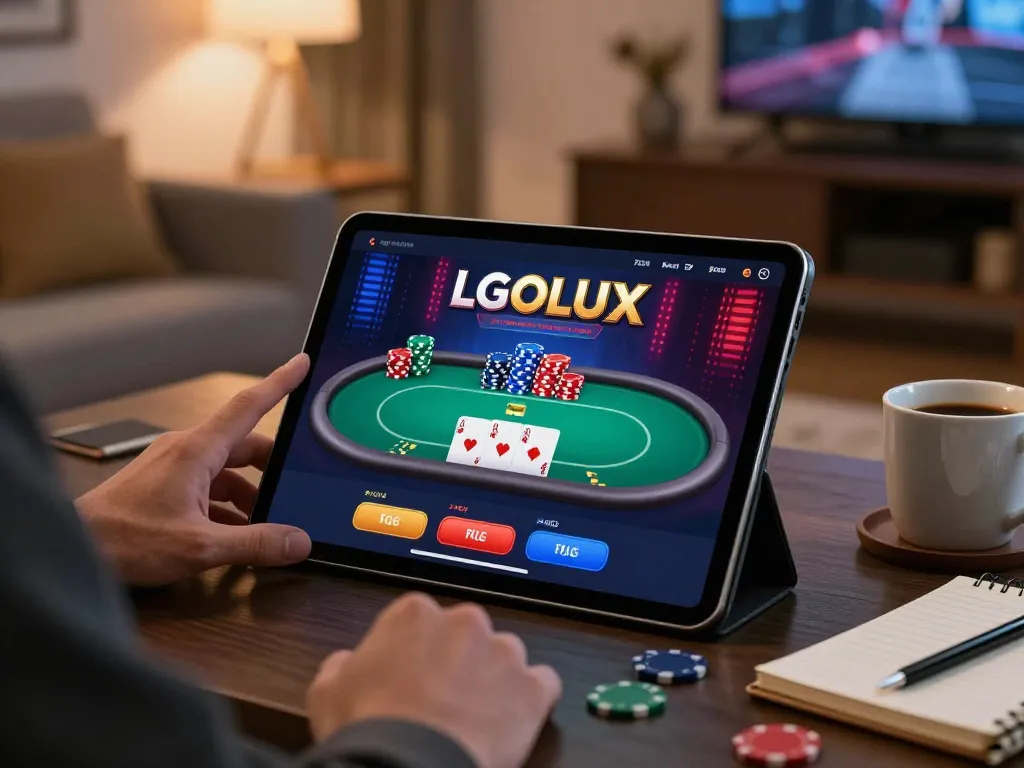 Player experiencing LGOLUX online casino app with engaging gameplay in a stylish setting