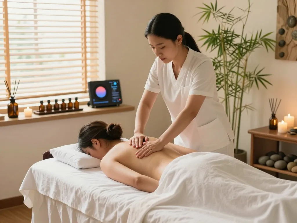 Relaxation scene featuring 역삼동마사지 therapy with soothing ambiance and professional therapist.