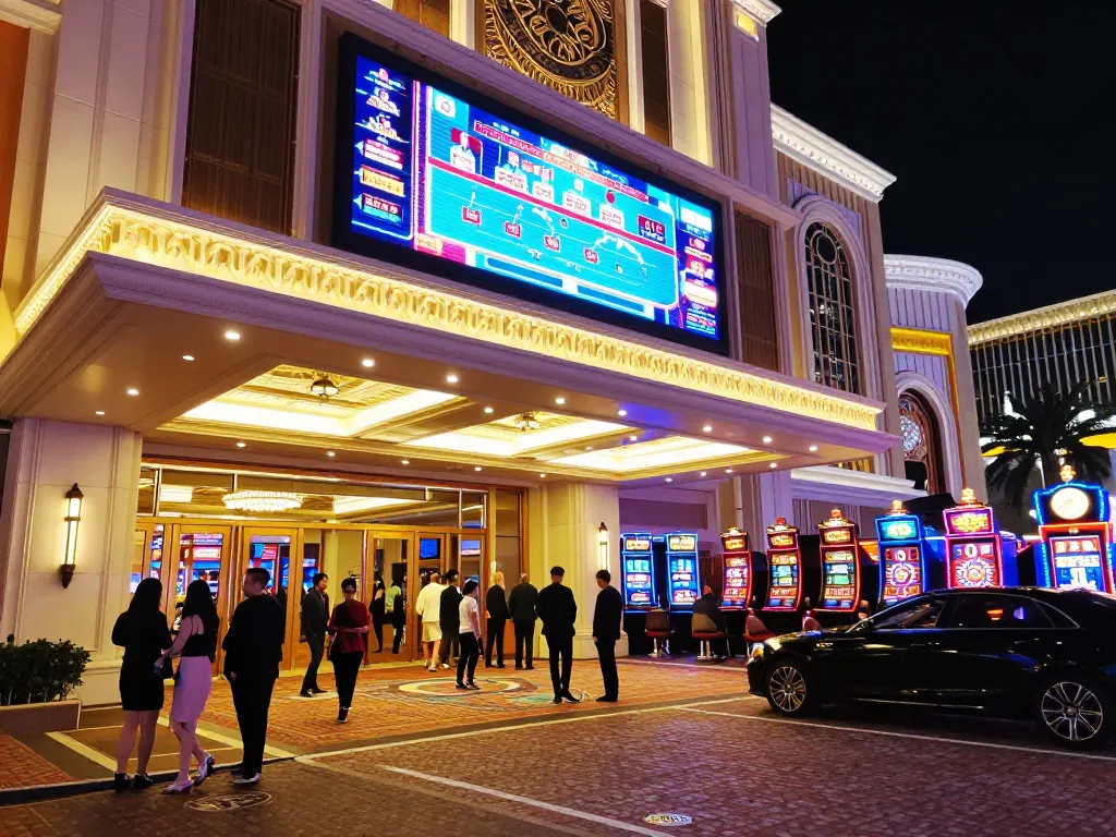 Experience the excitement at Hnoslara casino with glowing neon lights and thrilled gamblers.