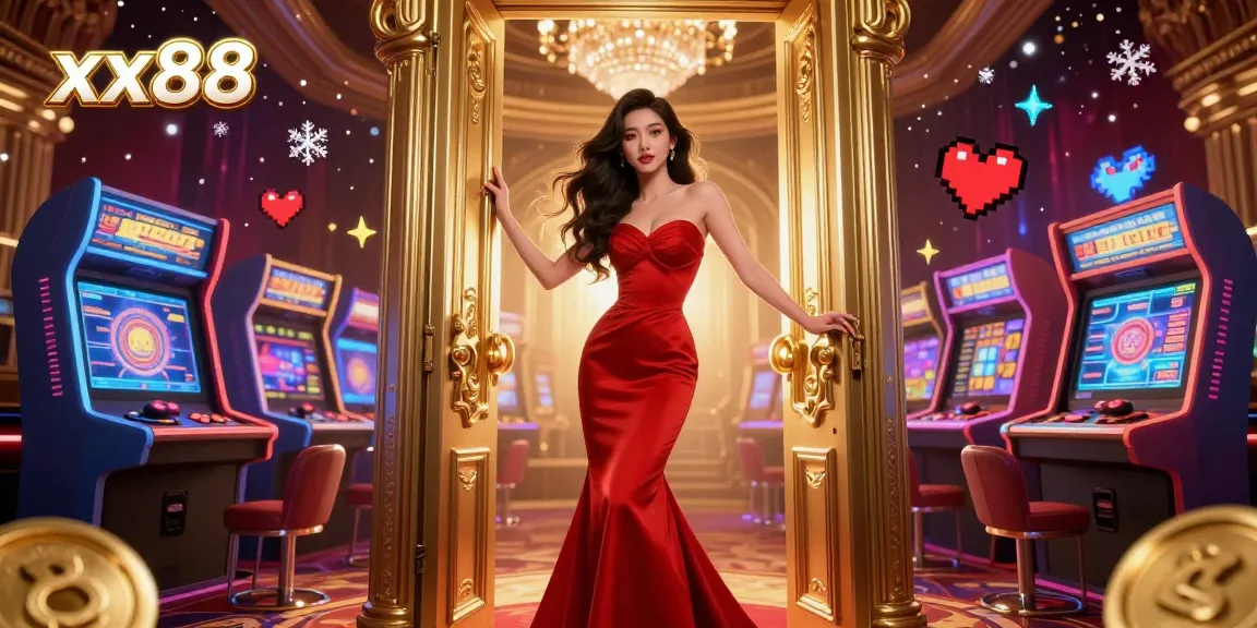 Experience the thrill of playing at xx88 with a beautifully illustrated casino scene promoting excitement and elegance.