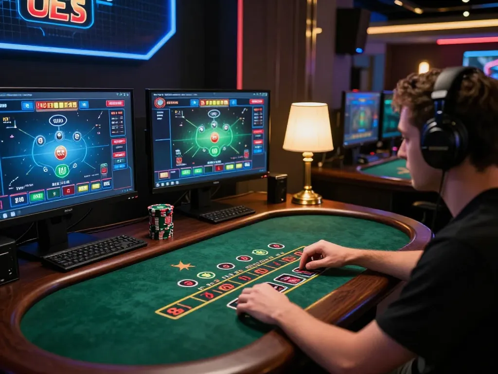 Players engaged in online situs togel gameplay at modern gaming setup.