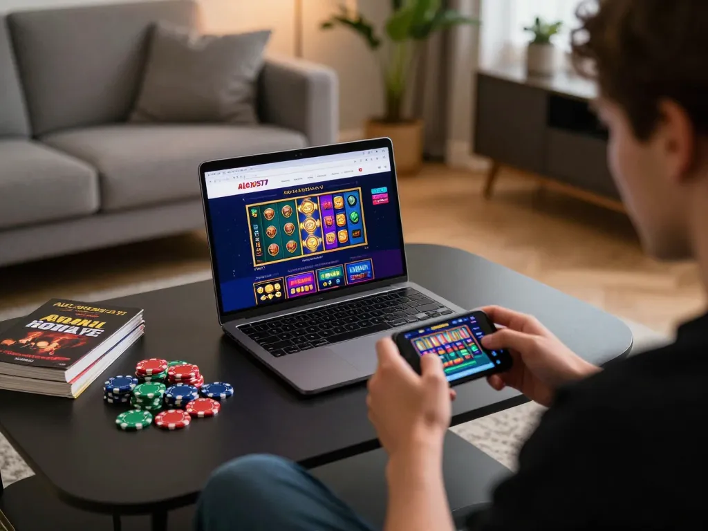 Player engaging with alexis77 on a smartphone, showcasing dynamic online gambling experience